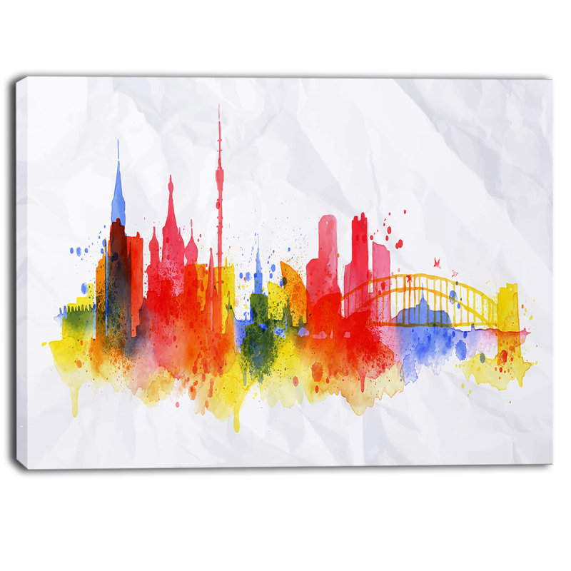 Moscow Skyline - Painting on Canvas, 12" H x 20" W x 1" D, Wrapped Canvas
