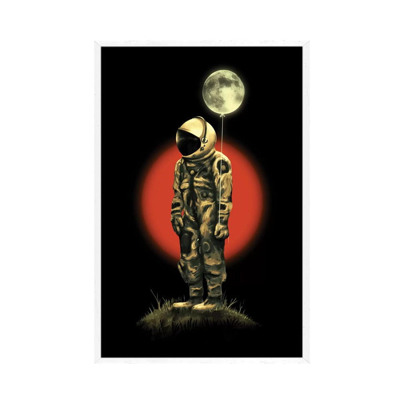 Fly Me To The Moon by Nicebleed - Print on Canvas, 66.04cm H x 45.72cm W x 3.81cm D, White Framed