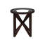 Table basse ronde en verre transparent avec base en bois massif, style simple et moderne, cerisier, grattoir, assemblage et nettoyage facile, capacité de charge de 250 lb et livres de 22,01 po x 22,01 po