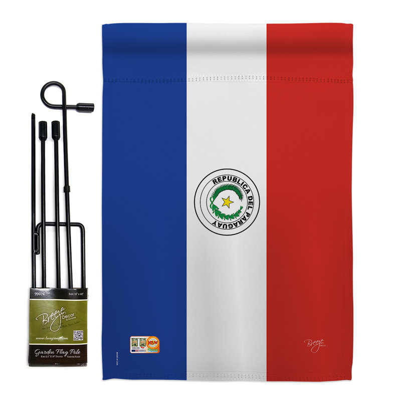 Ensemble drapeau 2 côtés 1 pi 7 po x 1 pi 1 po paraguay