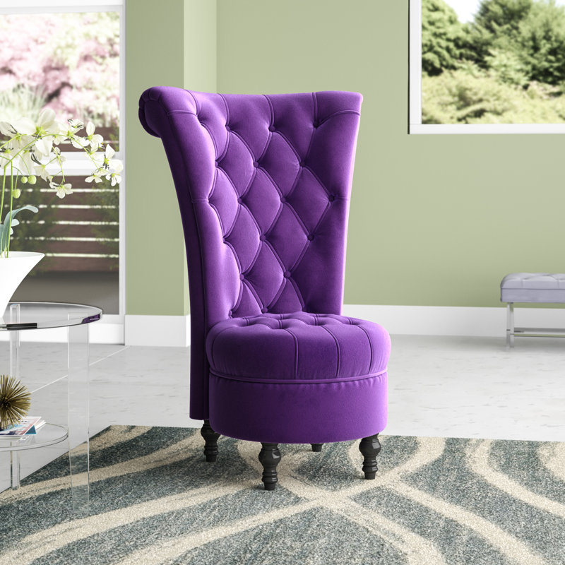 Jabari Velvet Slipper Chair, Purple Velvet