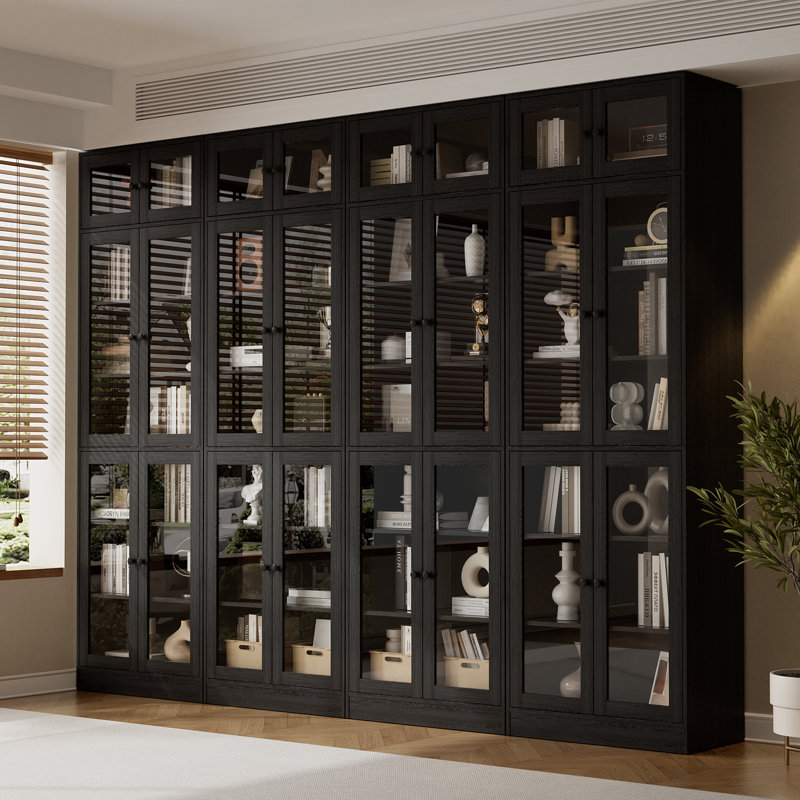 Ensemble de bibliothèque 86,8 po H x 94,48 po, Noir