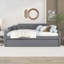 Lit de jour double tapissier plateforme avec couchette réglable et chargement USB, construction en pin massif, gris froid