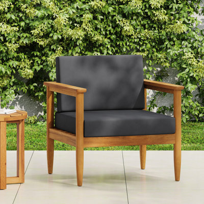Fauteuil club - construction en bois, housse de coussin d'eau, conception gracieuse à lattes, gris foncé, l 29,09 po x P 26,84 po, H 26,21 po, Spot, unique, l 29 po x P 27 po x H 25,5 po