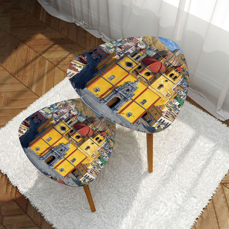 Ensemble de 2 tables basses gigognes triangulaires Guanajuato City Street