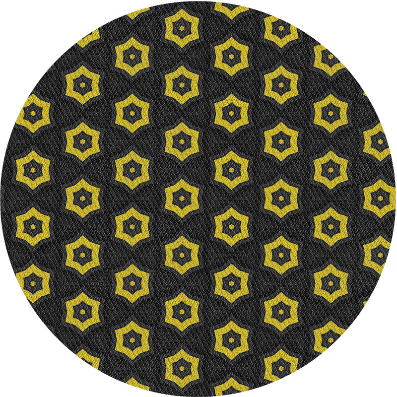 Tapis vert/noir à motifs Jackqueline, Rond 5 pi