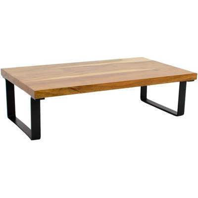 16’’ X 10’’ Serving Tray Acacia Wood Top, Matte Black Metal Frame