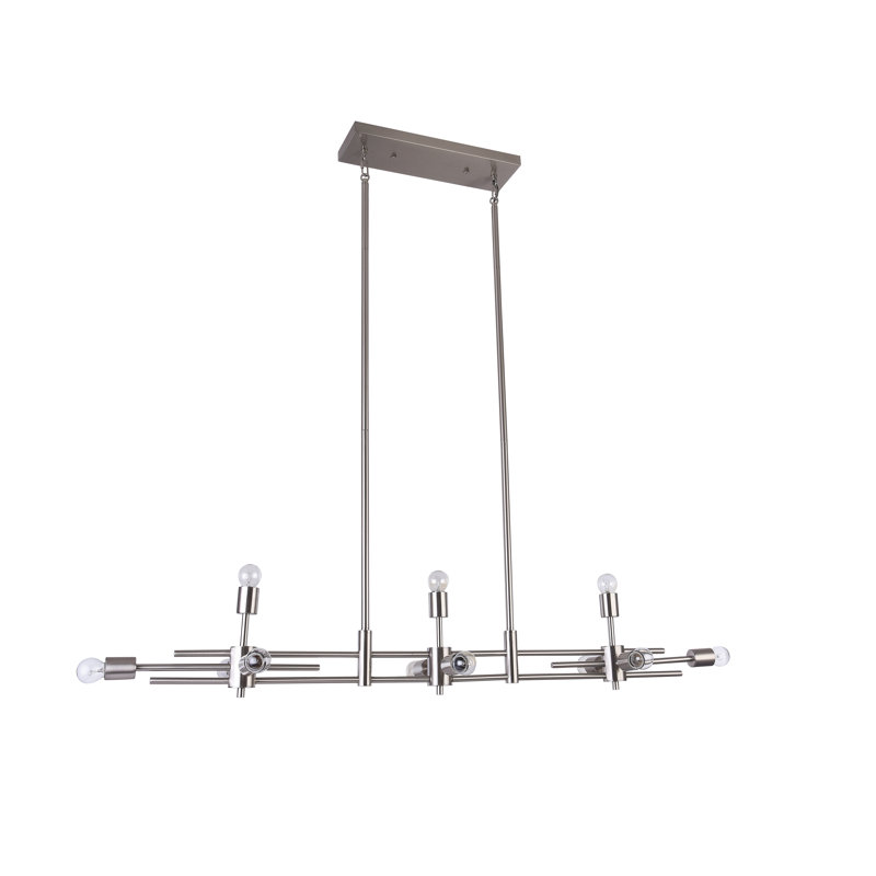 Lustre rectangulaire doré à 11 lumières Ripley, Nickel brillant