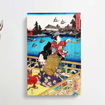 Women With The Birds by Utagawa Kunisada - Wrapped Canvas Print