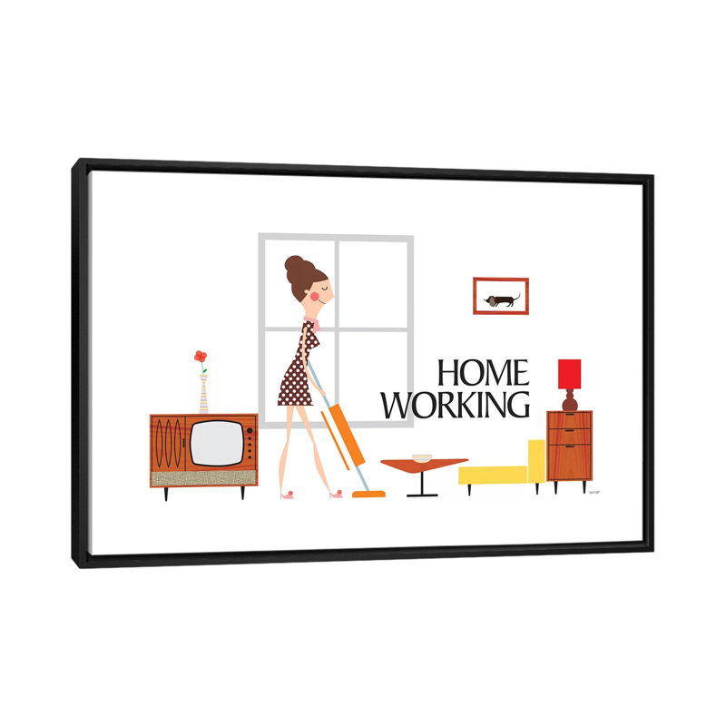 « home working », impression sur toile, H 18 po x l 26 po x P 1,5 po, Toile avec cadre noir