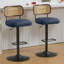 Tabourets de bar pivotants à hauteur réglable à 360 ° avec dossier en rotin-633971541