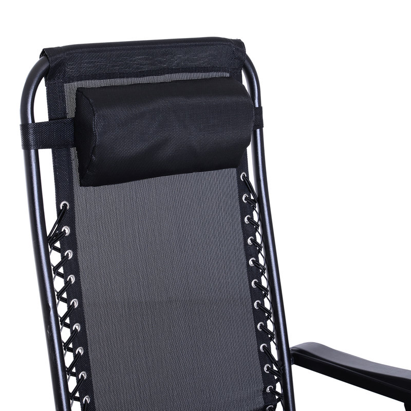 Chaise berçante d'extérieur inclinable par gravité avec coussin respirant et support à collation