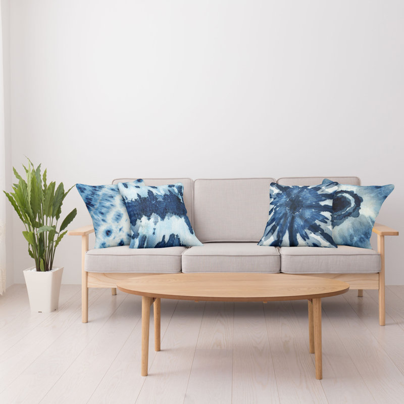 Housse de coussin Montezuma, Bleu / blanc, 12 po x 12 po