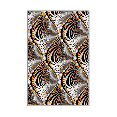 Elegant Hall Carpet, 3D Digital Print Design, 3.9 x 4.9 ft | 100% Polyester, Antibacterial, Non-Slip PVC Dot Underside, Pile Height: 0.04 in, Machine Washable, Perfect for Living Room & Entryway Decor