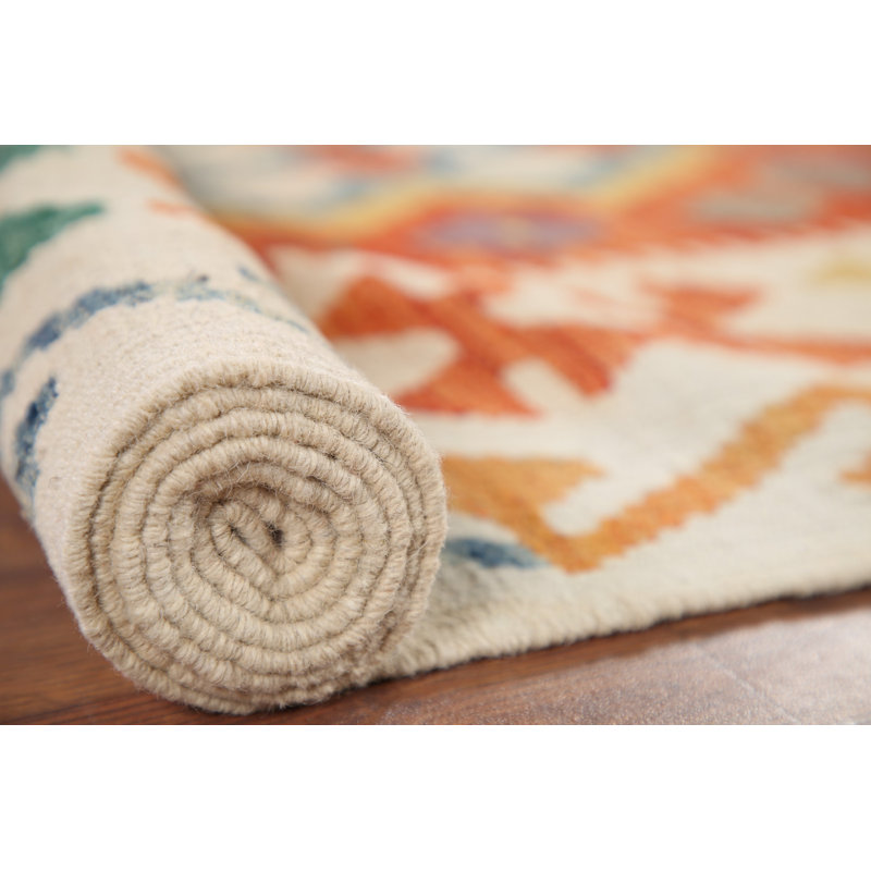 Tapis oriental réversible en laine Kilim 7 x 10