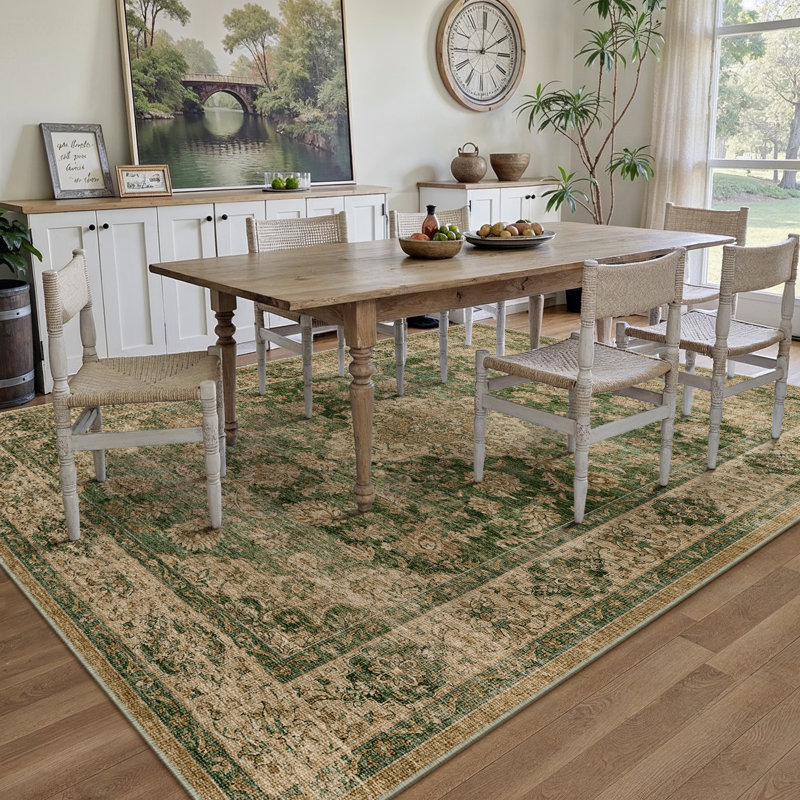Kimbolton Oriental Machine Washable Area Rug For Living Room With Non-Slip Backing, Rectangle 5' x 7'