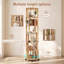 Bibliothèque tournante à 6 niveaux avec bibliothèque rotative à 360 ° en bois massif pour petits espaces, bibliothèque d'angle pour chambre à coucher, salon et salle d'étude-130524608