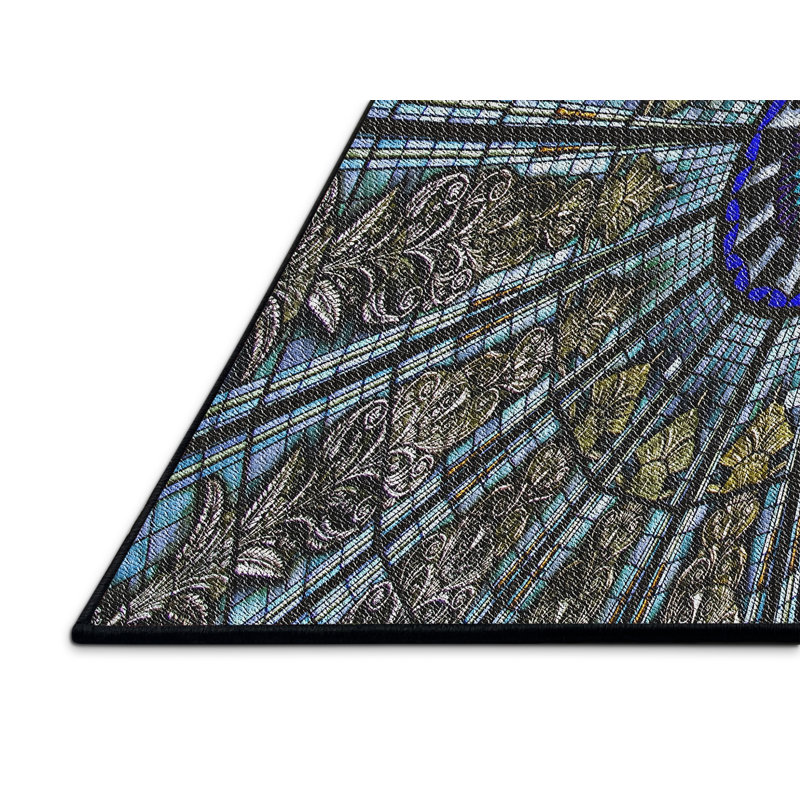 Tapis brun/gris tissé à la machine, Rectangle 4 pi x 6 pi