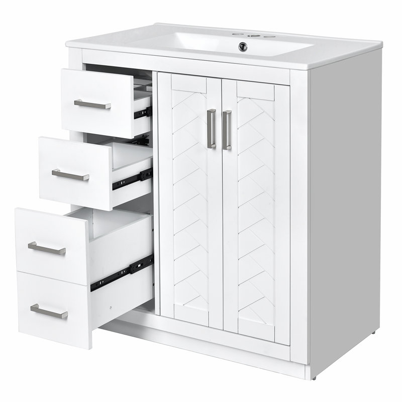 Kokkina 30'' Bathroom Vanity With Ceramic Sink, White