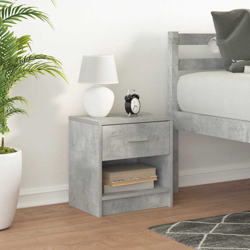 Bedside Cabinets With Drawer, Concrete Grey, 2