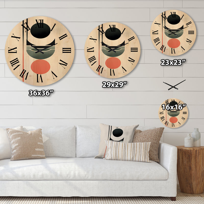Horloge murale en bois massif Stoller, Très grand