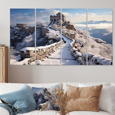 Grande muraille de Chine en hiver - ensemble d'art mural japonais 4 pièces