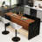 Modern Kitchen Island With Marble-Look Surface, LED Lights, And Grille Design For Stylish And Functional Dining And Living Spaces