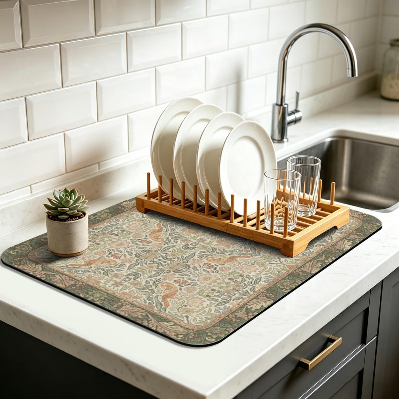 Tapis de vaisselle Vintage Floral 16 x 24 po, tapis de cuisine pour tapis de cuisine très grand et absorbant