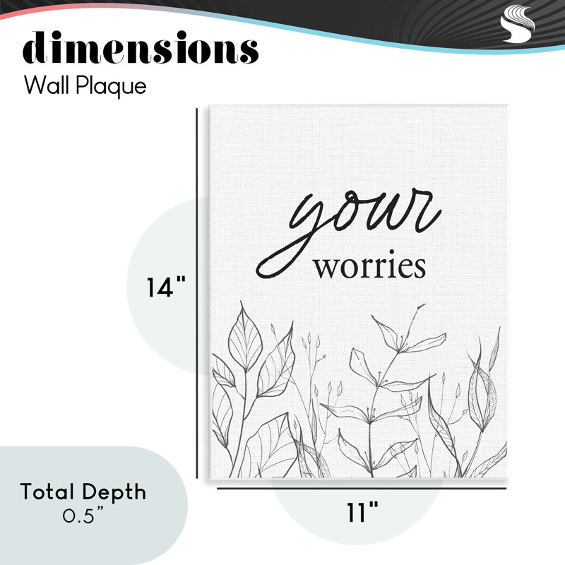 «Your Worries Minimalist Leaves», plaque murale avec lettres et doublures