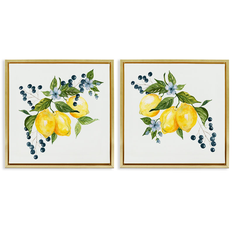 Ensemble de cadres flottants agrumes et agrumes 2 pièces, design par Livi Finn, H 18 po x l 18 po