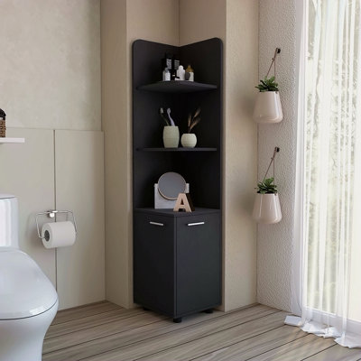 Armoire de coin de 62 po de hauteur à double porte avec quatre tablettes