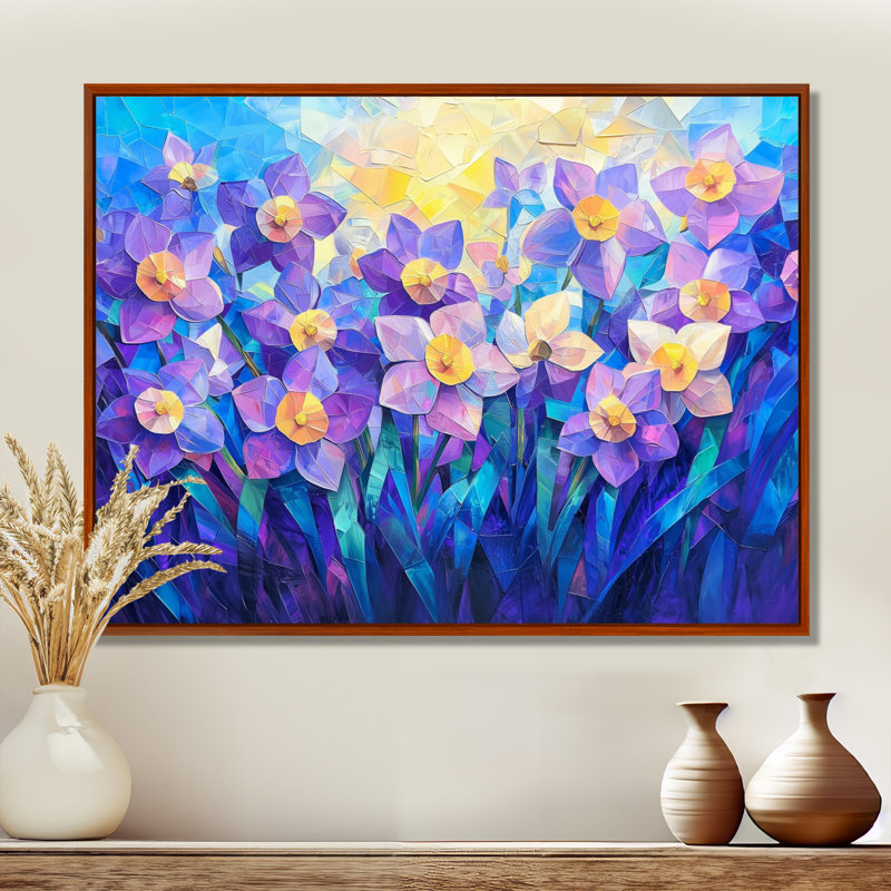 Lavande harmonie de jonquilles en été II - jonquilles, 12" H x 20" W, Floater Framed Print without Mat, Brown