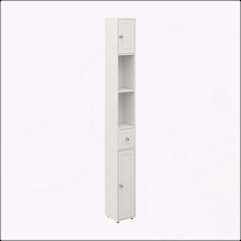 Armoire de salle de bain autoportante polyvalente avec plusieurs compartiments et tablettes