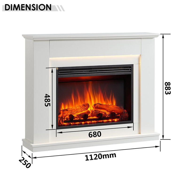 FLAMME Valenza Espresso oak Electric Fireplace Suite with Surround and 2kW Heater, White