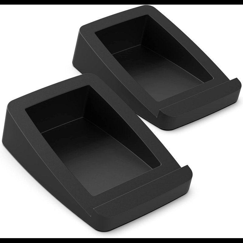 Symple Stuff Desktop Speaker Stands Wedge, Desk Speaker Stands For Medium Speakers, Anti Vibration Silicone Angle Wedge Speaker Riser For Computer, Bookshelf, And Studio Speaker Stand, Black, Medium