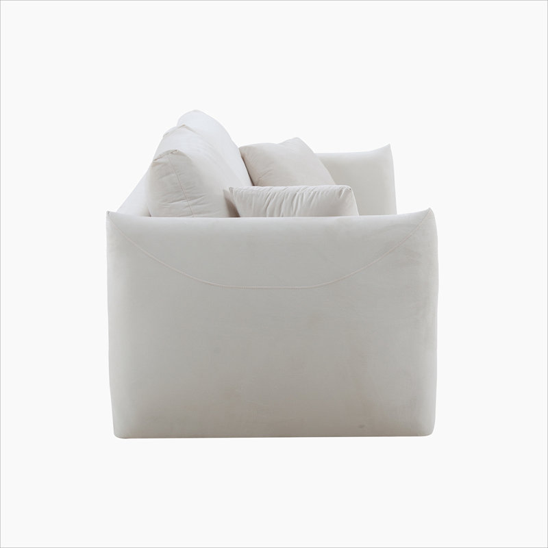 Canapé 3 places rembourré en tissu Vicente, Tissu beige