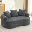Causeuse incurvée, petit canapé en chenille avec 3 coussins, canapé profond pour appartement, salon, aucun assemblage requis-1511817543-1511817562