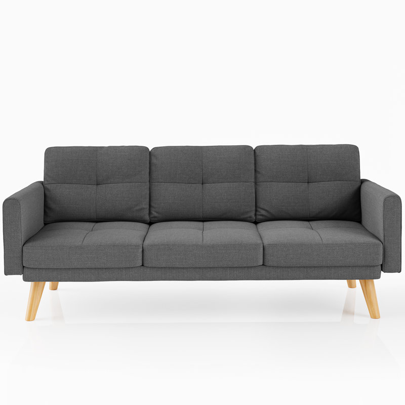 Modern 3-Seater Upholstered Reclining Sofa with Side Pockets for Living Room, Bedroom, or Home Office, Dark Gray