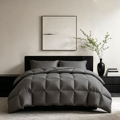 Luxury Hotel-Style Comforter, Hypoallergenic Goose Down & Feather Blend Insert with 100% Cotton Cover, All-Season Duvet
