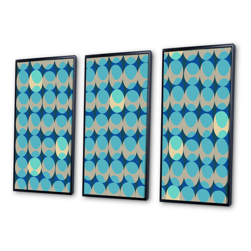 «Retro Abstract Design XV», reproduction de cadre photo sur toile 3 pièces, Cadre noir, H 28 po x l 36 po x P 1 po