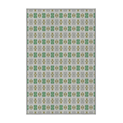 Tapis vert/gris à motifs