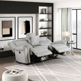 Cappella 75.5"W Rolled Arm Microfiber Double Reclining Loveseat