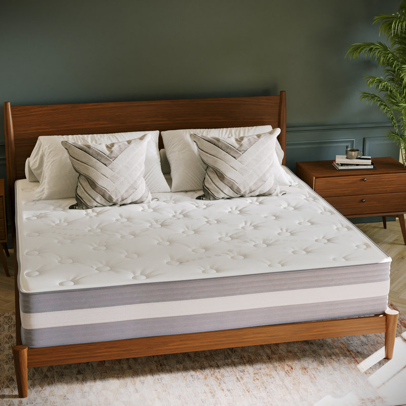 Wayfair Sleep 12 Inch Pocket Spring and Foam Hybrid Mattress, King, Light Gray