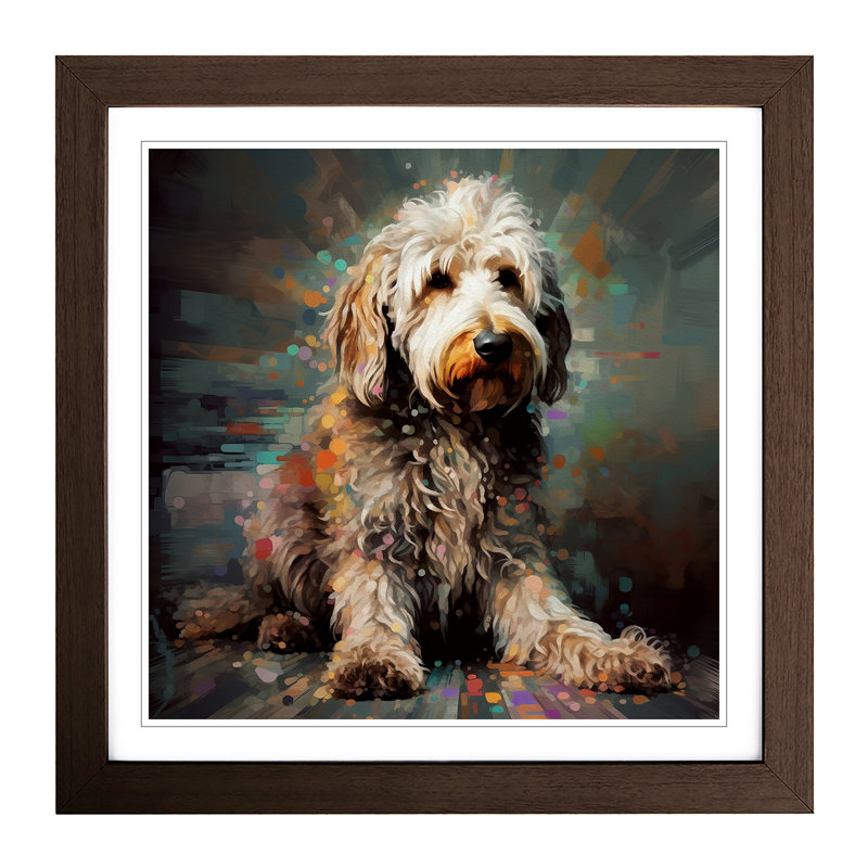 Labradoodle Glitch - Framed Print, Walnut