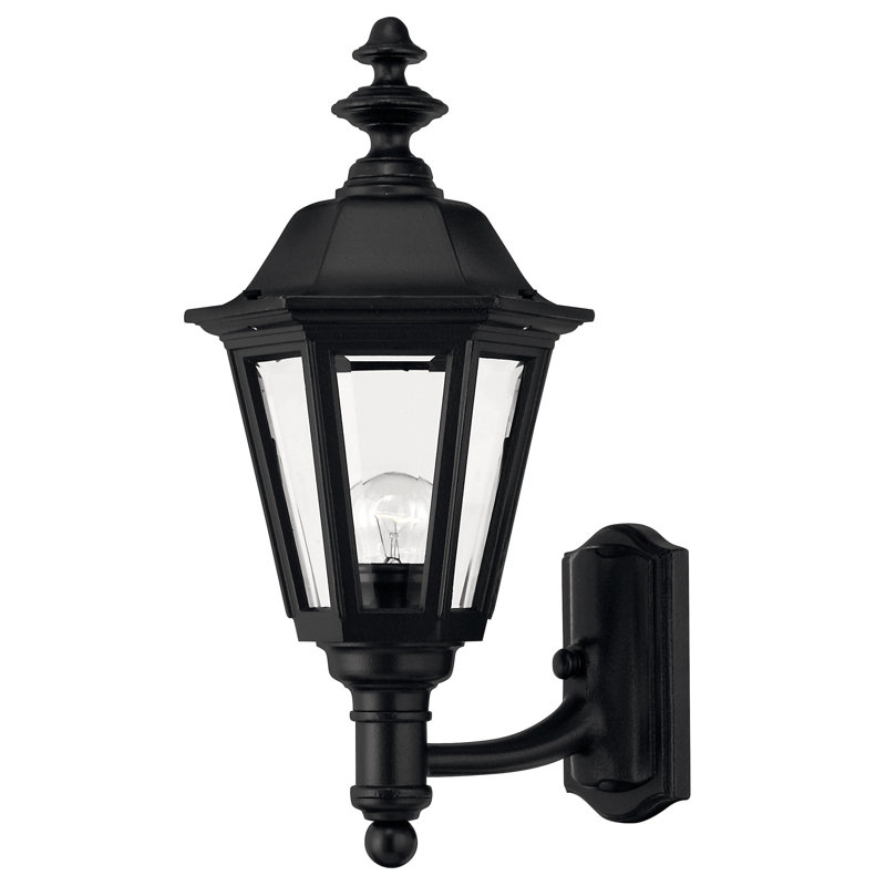Black Beveled Glass Outdoor Wall Lantern