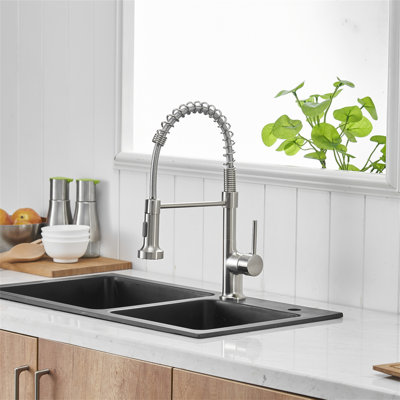 Robinet de cuisine avec douchette rétractable, robinet d'évier de cuisine à poignée simple