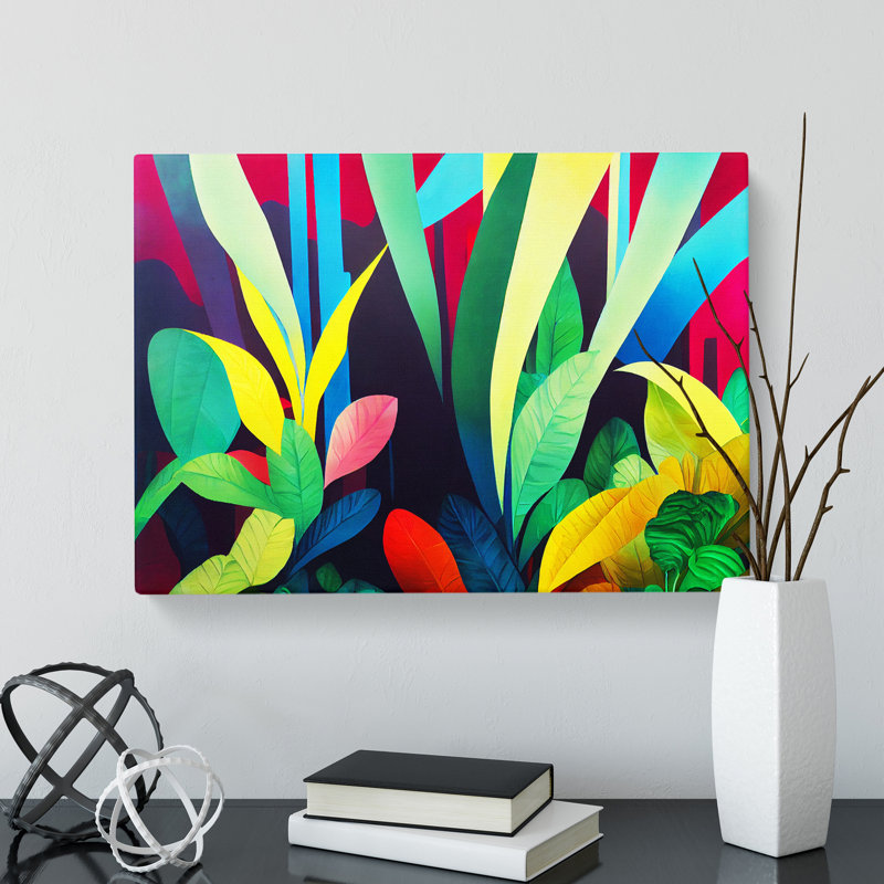 Vibrant Jungle Abstract - Wrapped Canvas Print, 40cm H x 60cm W x 3cm D