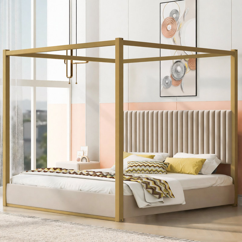 Wyndham Upholstered Bed, Beige, Queen
