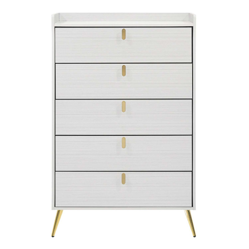 Commode 5 tiroirs Zeena, finition blanche