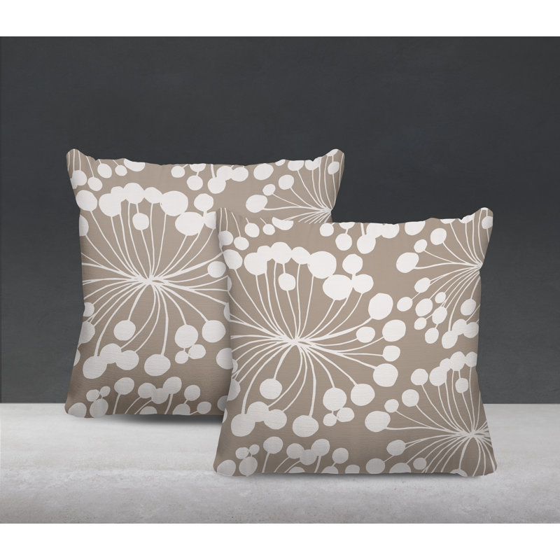 Housse et insert de coussin décoratif intérieur / extérieur en mélange de polyester, Beige, L 15 po x H 15 po
